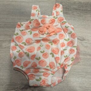 Peach Patterned Baby Bodysuit with Bow
